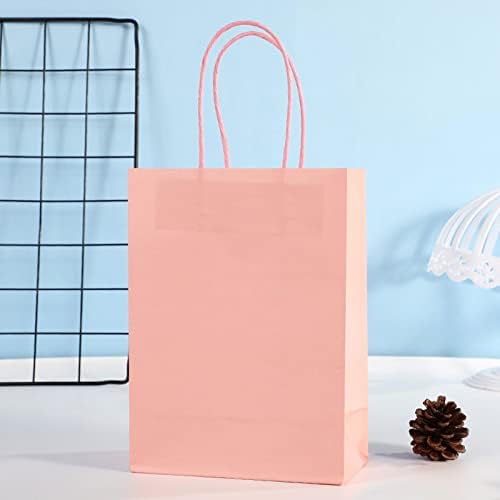 Tim & Lin Küçük Pembe ve Mavi Kağıt saplı çanta,Mini Parti hediye çantası Toplu Doğum Günü Bebek Duş,4. 7x2. 4x6. 3 İnç,12'li paket