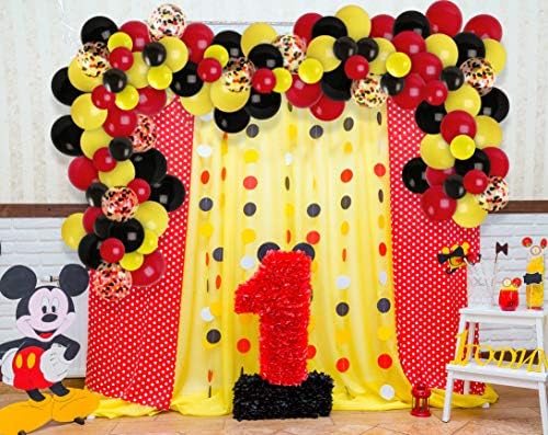 Siyah Kırmızı Sarı Balon Garland Kiti Kırmızı Siyah Sarı konfeti balonları Kemer Doğum Günü Bebek Duş Partisi Bekarlığa Veda Casino
