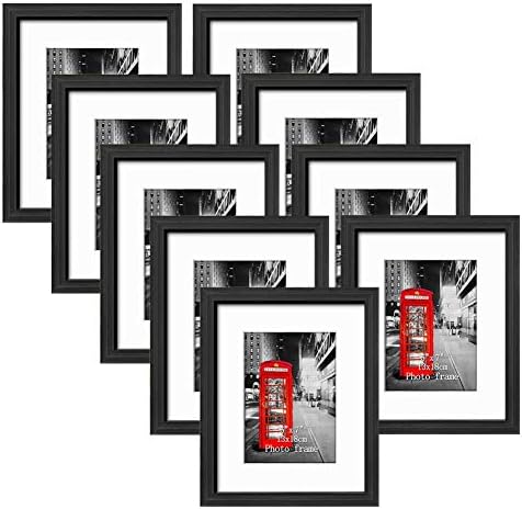 24 İnç Siyah Duvara Monte Yüzer Raflar 3'lü Set + 8x10 Resim Çerçevesi 9'lu Set