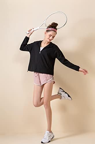 altiland Egzersiz fermuarlı kapüşonlu kıyafet Ceketler Kadınlar için, Hafif Atletik Yoga Spor koşu tişörtü Cepler ile UPF 50+