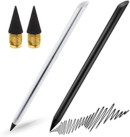 Yolev 2 Adet Metal Mürekkepsiz Kalem Silinebilir Kalem Metalik Kalem Alüminyum Kalem Değiştirilebilir Uçlu Kalem 2 Değiştirilebilir