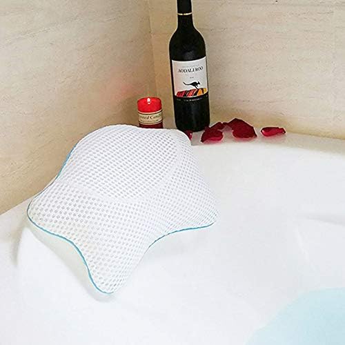 Banyo Yastığı, 3D Hava Mesh Teknolojisine Sahip 4 Büyük Vantuzlu Rahat Küvet Yastığı Ergonomik Koltuk Başlığı ve Sırt Desteği için