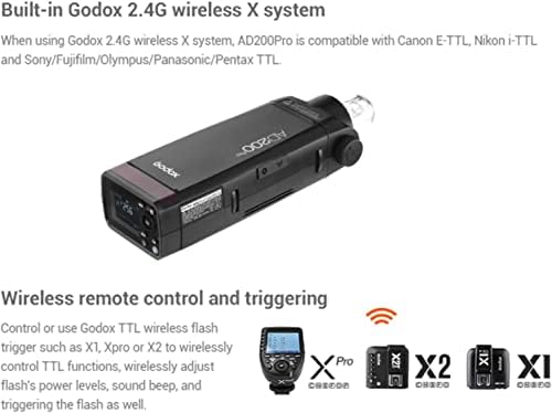 GODOX AD200 Pro AD200Pro 200Ws 2.4 G Flaş Strobe w/Xpro-S Sony Kameralar için, w/EACHSHOT 2.8 MLight Standı + Çanta 1/8000 HSS, 500