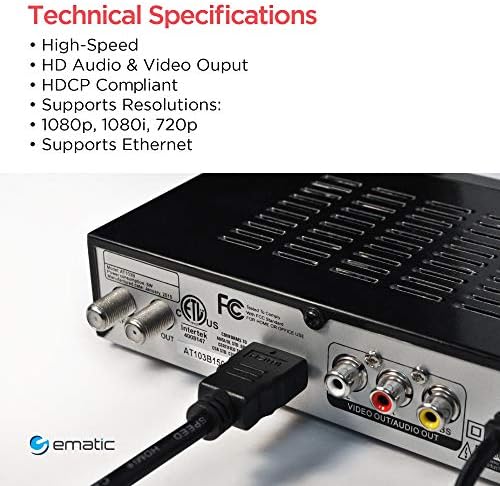 Ematic EMC62HD 6-Feet HDMI Kabloları destek 720 P, 1080 P (2-Pcs)