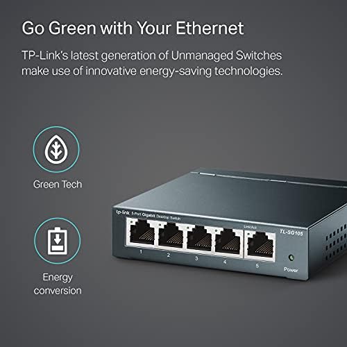 TP-Lınk USB'den Ethernet Adaptörüne (UE306) ve TL-SG105 / 5 Bağlantı Noktalı Gigabit Yönetilmeyen Ethernet Ağ Anahtarı, Ethernet Ayırıcı