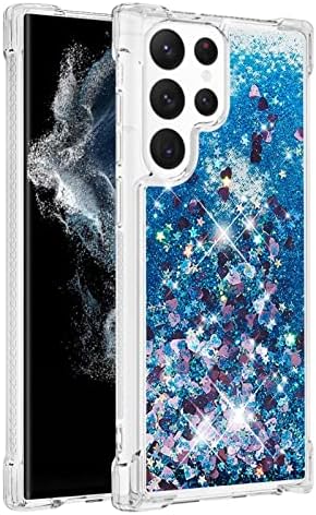 Telefon Kılıfı Kapak Glitter Kılıf ile Uyumlu Samsung Galaxy S22 Ultra Kılıf ile Uyumlu Kadın Kızlar Girly Sparkle Sıvı Lüks Yüzen
