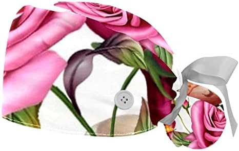 2 Paket Yılan ve Çiçek Hemşire Fırçalama Kapaklar Kadınlar Uzun Saç, Ayarlanabilir Kravat Geri Kafatası Şapka, bir Boyut Çalışma golf