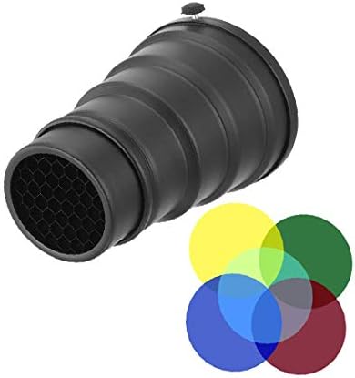 Petek Izgara ile X-DREE Metal Strobe Konik Snoot Bowens Dağı için 5 adet Renk Filtresi Kiti Monolight Fotoğraf Flaş 150mm / 5.85 Uzunluk(Yeni