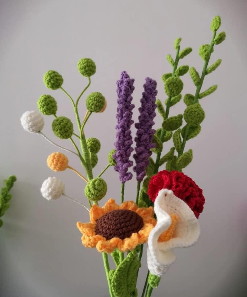 DANN 2 adet/grup El-Örme İplik Tığ Meyveleri Yapay Çiçekler Buket Düğün Dekorasyon için