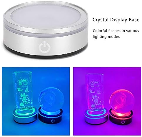 Fdıt Kristal Gümüş LED ışık bazı Çok Modlu Renkli Yuvarlak Ekran Standı 3D LED Dokunmatik Lambalar Tutucu