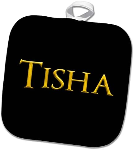 3dRose Tisha Amerika'da yaygın kadın adı. Siyah tılsımlı tutucularda sarı (phl-364264-1)