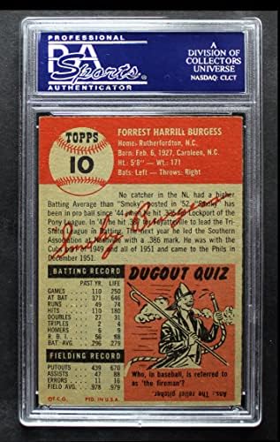 1953 Topps 10 Dumanlı Burgess Philadelphia Phillies (Beyzbol Kartı) PSA PSA 6.00 Phillies