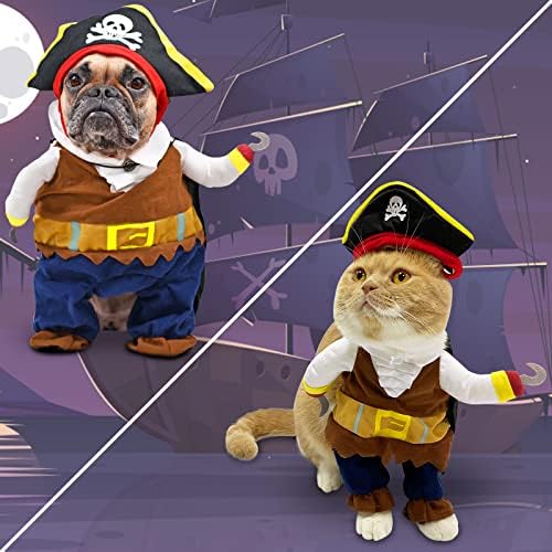 Camlinbo Pet Köpek Kedi Cadılar Bayramı Kostüm Kovboy Korsan Karayip Tarzı ile Şapka Pelerin Cadılar Bayramı Kostümleri için Kediler
