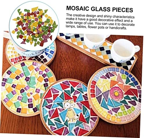 Yardwe Glitter Mozaik Renkli Cam Vazo Karıştırma Camı Kare Cam Kristal Parçaları Takı Yapımı Cam Mozaik Çini Sanatları El Sanatları