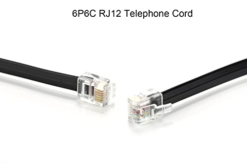 Seefeful (3 Paket) RJ12 Kablosu 3ft Telefon Kablosu RJ12 6P6C Erkek-Erkek Düz Kablolu Hem Veri hem de Ses Kullanımı için Siyah (Siyah