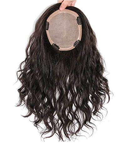 Ipek Taban İnsan Saçı Alın Topper Saç Parçaları Kadınlar için, 5.5 x 5.5 El Bağladılar Kıvırcık saç parçaları Kadın Kellik, 16 Doğal