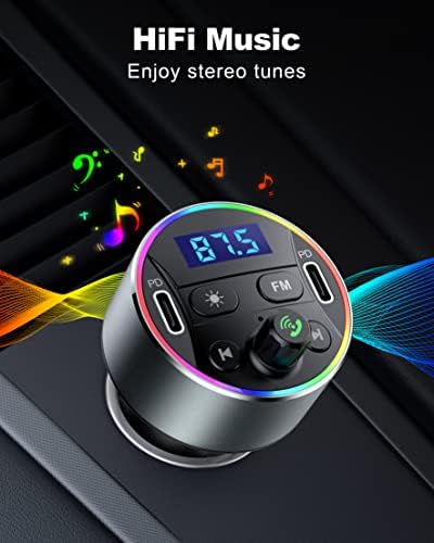 Çift PD 40 W Tipi - C USB Araç Şarj Bluetooth Araç Adaptörü Bluetooth 5.3 FM Verici ile Araba için Mikrofon ve HiFi Ses MP3 Müzik Çalar