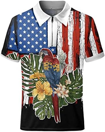 Yaz Yüzmek Gömlek Erkekler için Erkek Yaz Bağımsızlık Günü Fermuar Üstleri Tatil Kutlama Tam Baskı T Shirt Paketi