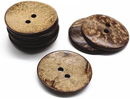 YaHoGa 10 adet Doğal Hindistan Cevizi Kabuğu Düğmeleri 2 İnç 50MM Büyük Hindistan Cevizi Düğmeleri Dikiş DIY El Sanatları (50mm)