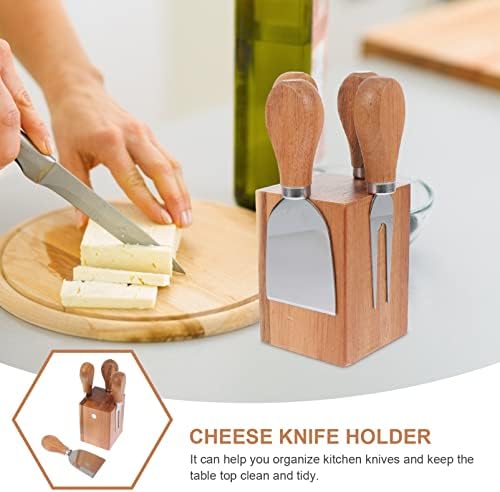 Hemoton Gereçler Seti 2 adet Manyetik Bıçak Bloğu Tutucu Raf Ahşap Manyetik Blok Standı Peynir Dilimleme Kesici Bıçakları için Dört