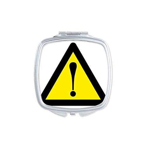Uyarı Sembolü Sarı Siyah Güvenli Üçgen Ayna Taşınabilir Kompakt Cep Makyaj Çift Taraflı Cam