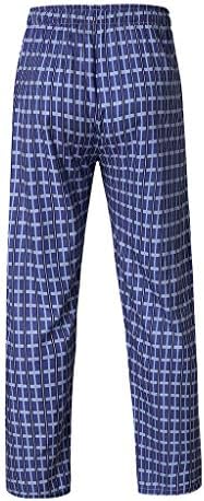 Erkek rahat gevşek pijama pantolon ekose Çizgili Baskı Salonu Pantolon Pijama pantolon cepli