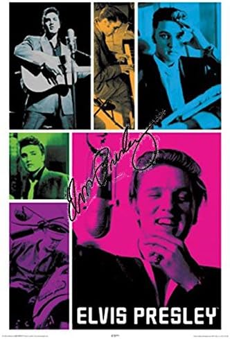 Elvis Presley İmzalı Faks İmzalı Renkli Pozlar Posteri-Müzik Posterleri