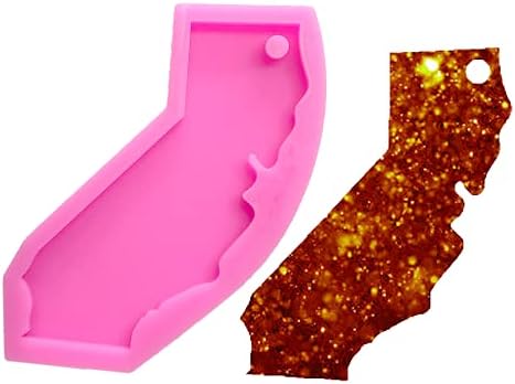 Parlak Parlak California Harita Şekli DIY Craft için Silikon Kalıplar Anahtarlık Polimer Kil Kalıp Kolye Epoksi Kolye Mücevher Reçine