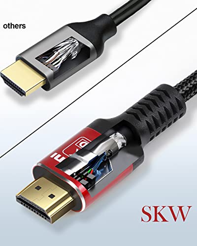 SKW HDMI 2.1 Kablosu 20ft, 48Gbps 8K Ultra Yüksek Hızlı Kablo 8K@60Hz, 4K@120Hz 144Hz, DTS:X, HDCP 2.2 ve 2.3, eARC, HDR 10'u destekler
