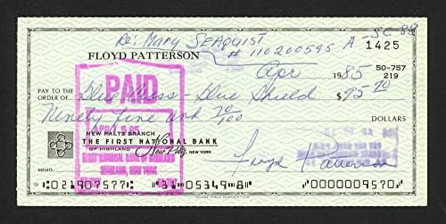 Floyd Patterson İmzalı 3x6 Çek SKU 163677 - Boks Kesim İmzaları