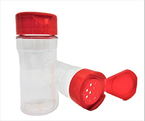 Kırmızı Kapaklı Orta 4 OZ Şeffaf Plastik Baharat Konteyneri Şişe Kavanozu - Baharatlar, Otlar, Ovmalar veya Tozlar için Mükemmel 5