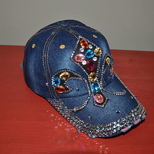 Popfizzy Bling Şapka Kadınlar için, Eğlenceli Taklidi beyzbol şapkası, Bejeweled Sıkıntılı Denim Şapka, Bling Hediyeler Kadınlar için