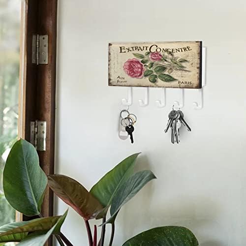 Extrait Concentré Aux Fleurs Anahtar Tutucu Vintage Fransız Gül Çiçek Duvar Montaj Anahtar Raf Retro Yaz Çiçek Kendinden Yapışkanlı