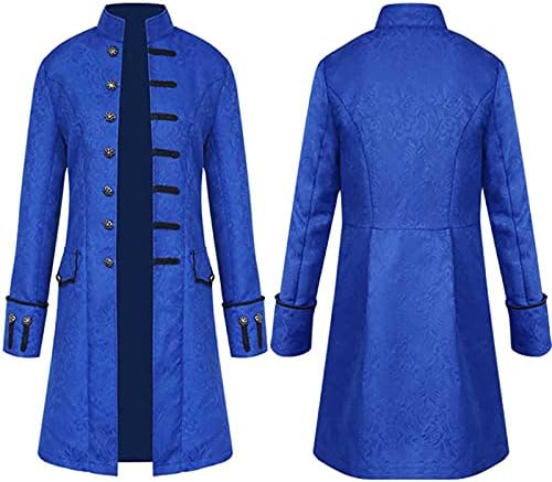 ADSSDQ Cadılar Bayramı Ceketler Erkekler Doğum Günü Artı Boyutu Uzun Kollu Moda İnce Ceketler Katı Serin Yüksek Boyun Düğmesi Down7