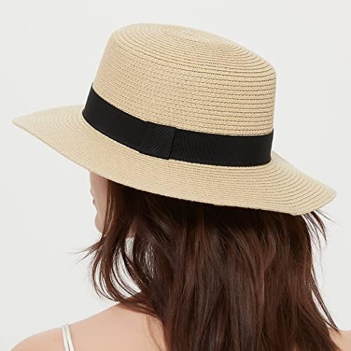 Sireck Kadın Hasır Şapka Geniş Ağız güneş şapkası çene kayışı ile Güneş Koruma Yaz plaj şapkası Fedora Evacuations Şapka Erkekler için