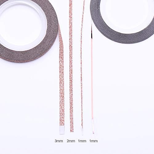 AnHua 4 Adet Gül Altın Çizgi Bant Hattı 1mm 2mm 3mm Sticker Mat Glitter Çıkartmalar DIY Dekorları Aracı Tırnak Sanat Dekorasyon