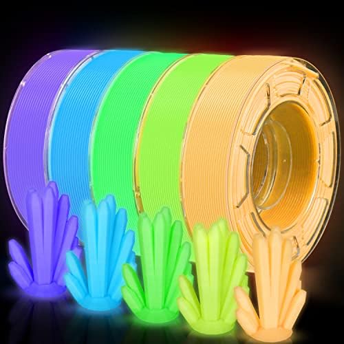 Aystknıet PLA Filament 1.75 mm Paket, karanlıkta Parlayan Filament Çok Renkli Paketi ile Yeşil Mavi Mor Turuncu Kırmızı, 3D Yazıcı
