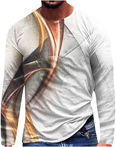 Ozmmyan Komik T Shirt Erkekler için Uzun Kollu Üst 3D Baskı Spor T-Shirt Gevşek Yuvarlak Boyun Kazak Tunik Üst Bluz ve Gömlek