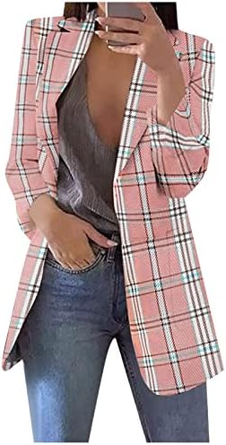 RMXEı Kadınlar Katı Açık Ön Cepler Hırka resmi kıyafet Uzun Kollu Bluz Ceket