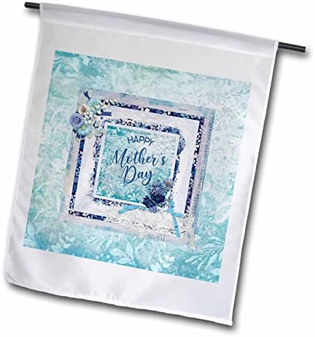 Anneler Günü'nün 3dRose Görüntüsü, Güzel Mavi Flora Çerçeve Bayrakları (fl_356357_2)