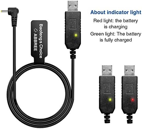 Baofeng 2.5 mm USB şarj aleti Kablosu için Gösterge ışığı ile BaoFeng UV-5R UV-82 3800mAh Pil UV-S9 / 9S İki Yönlü Telsiz