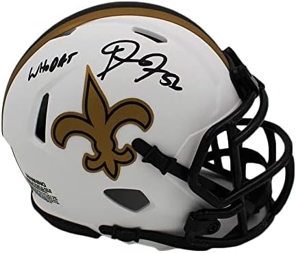 Demario Davis, New Orleans Saints Speed Lunar NFL Mini Kaskını “Who Dat” Yazısıyla İmzaladı - İmzalı NFL Mini Kaskları