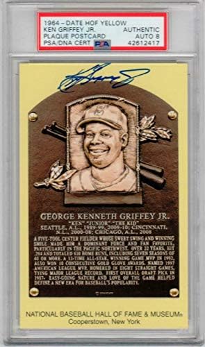 Ken Griffey Jr İmzalı Sarı HOF Plak Kartpostal PSA / DNA otomatik 1. Baskı 7/16-MLB Kesim İmzaları