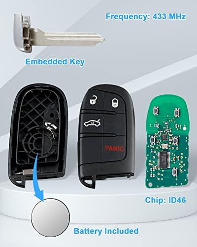 Anahtarsız Giriş Uzaktan Anahtar Fob Değiştirme dodge şarj cihazı Dart Challenger Chrysler 300, 4 Düğmeler Anahtar Fob Dodge, M3N-40821302