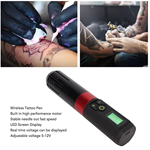 Kablosuz Dövme Makinesi,LED Ekran Döner Dövme Makinesi 2000mAh Şarj Edilebilir Pil Kartuş İğneleri için Zamanlama Fonksiyonlu Dövme