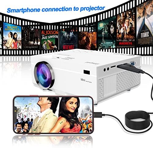 Projektör 9500 Lümen Taşınabilir Video Projektör, 200 Ekran Full HD 1080P Gelişmiş Mini Film Projektörü, Dış Mekan/Ev Projeksiyonu