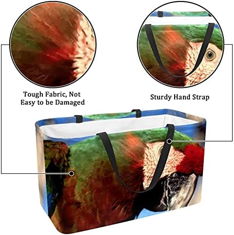 LORVIES Yeniden Bakkal Torbaları Kutuları Depolama Sepeti, Amerika Papağanı Papağan Katlanabilir yardımcı bez çantalar Uzun Saplı