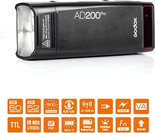 GODOX AD200 Pro 200Ws 2.4 G Flaş Strobe w/Xpro-C Canon Kameralar için w / EACHSHOT 2.8 MLight Standı + Çanta, 1/8000 HSS, 0.01-1.8