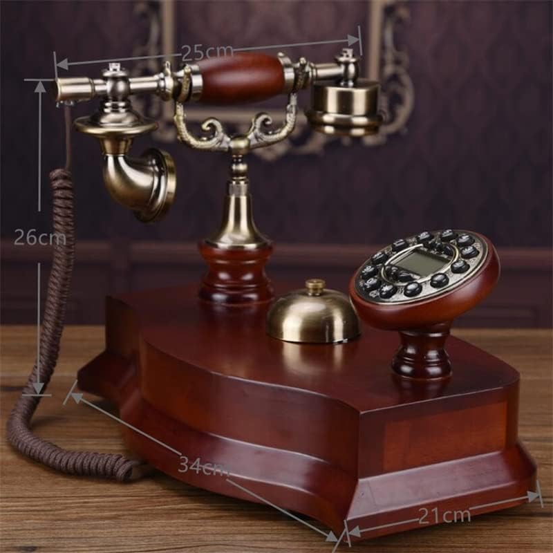 Yok Antika Sabit Telefon Mekanik Çan Pastoral Retro ev Ofis masif ahşap Sabit Telefon Mavi arka ışık + Handsfree + Arayan KİMLİĞİ (Renk: