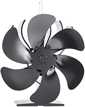 LYNLYN siyah şömine 6 bıçakları ısı Powered soba Fan günlük ahşap brülör çevre dostu sessiz Fan ev verimli ısı dağılımı (renk: siyah)